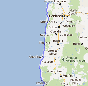 Cycling Oregon Coast map